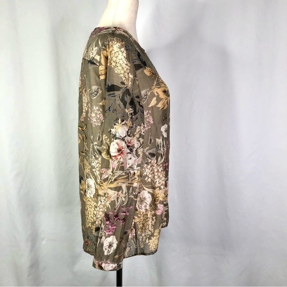 Massimo Dutti shirt sheer button down blouse cotton mulberry silk floral 6 - Picture 3 of 12